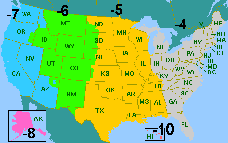 map of time zones in us. Map of Daylight Saving Zones